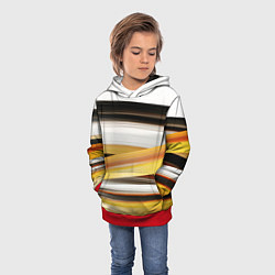 Толстовка-худи детская Черные белые желтые полосы, цвет: 3D-красный — фото 2