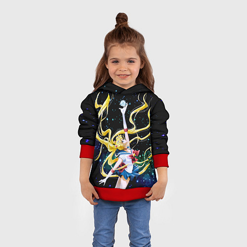 Детская толстовка Сейлор Мун - космос / 3D-Красный – фото 4