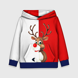Толстовка-худи детская Christmas deer art, цвет: 3D-синий
