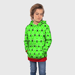 Толстовка-худи детская Сердечки и сюрикены, цвет: 3D-красный — фото 2