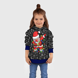 Толстовка-худи детская Санта Клаус с гирляндой, цвет: 3D-синий — фото 2