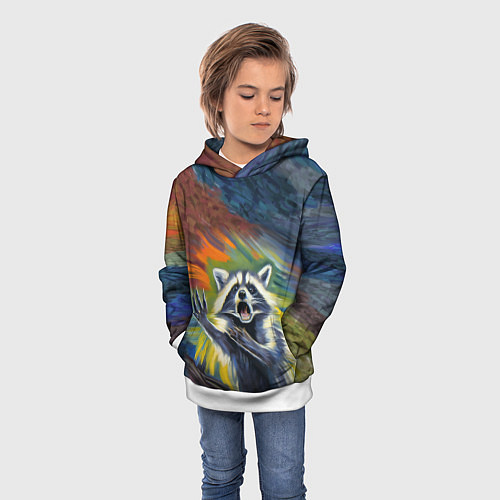 Детская толстовка Крик енота / 3D-Белый – фото 3