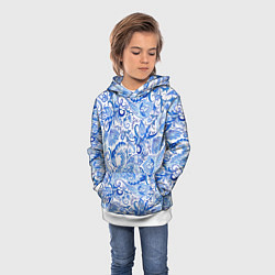 Толстовка-худи детская Гжельская роспись на белом фоне, цвет: 3D-белый — фото 2