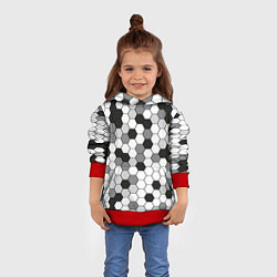 Толстовка-худи детская Камуфляж гексагон серый, цвет: 3D-красный — фото 2