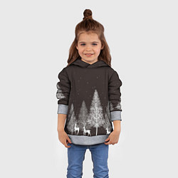 Толстовка-худи детская Олени в лесу, цвет: 3D-меланж — фото 2
