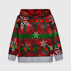 Детская толстовка Рождественские узоры ёлки и снежинки