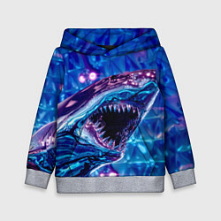Толстовка-худи детская Фиолетовая акула, цвет: 3D-меланж