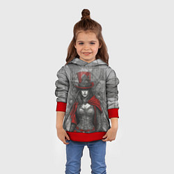 Толстовка-худи детская Девушка в цилиндре, цвет: 3D-красный — фото 2