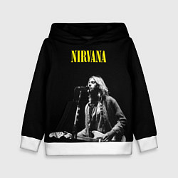 Толстовка-худи детская Группа Nirvana Курт Кобейн, цвет: 3D-белый