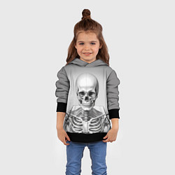 Толстовка-худи детская Скелет черно белый, цвет: 3D-черный — фото 2