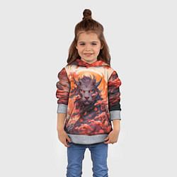 Толстовка-худи детская Тигровый дракон сакура, цвет: 3D-меланж — фото 2