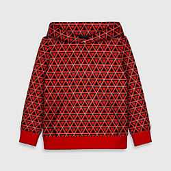 Толстовка-худи детская Красные и чёрные треугольники, цвет: 3D-красный