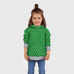 Толстовка-худи детская Зелёные и чёрные треугольники, цвет: 3D-меланж — фото 2