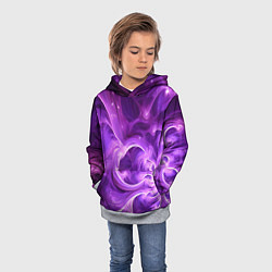 Толстовка-худи детская Фиолетовая фрактальная абстракция, цвет: 3D-меланж — фото 2