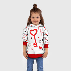 Толстовка-худи детская Сердечный ключик, цвет: 3D-красный — фото 2