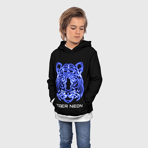 Детская толстовка Tiger neon art / 3D-Белый – фото 3
