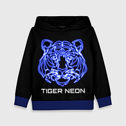 Толстовка-худи детская Tiger neon art, цвет: 3D-синий