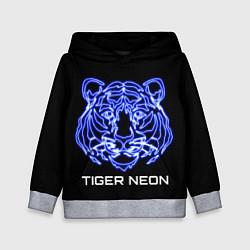 Толстовка-худи детская Tiger neon art, цвет: 3D-меланж