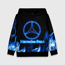 Толстовка-худи детская Mercedes-benz blue neon, цвет: 3D-черный