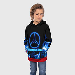 Толстовка-худи детская Mercedes-benz blue neon, цвет: 3D-красный — фото 2