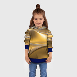Толстовка-худи детская Золотые волны металла, цвет: 3D-синий — фото 2