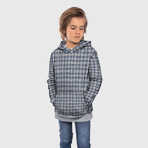 Детская толстовка Клетчатый тёмный серо-синий / 3D-Меланж – фото 3