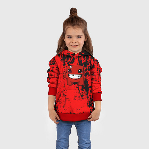 Детская толстовка Super Meat Boy краски / 3D-Красный – фото 4