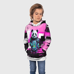 Толстовка-худи детская Funny panda - cyberpunk, цвет: 3D-белый — фото 2