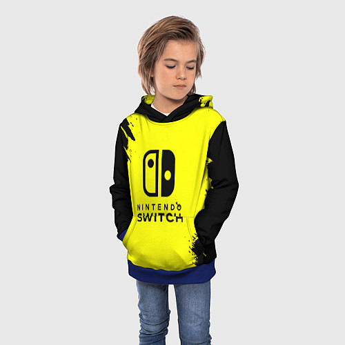 Детская толстовка Nintendo switch краски на жёлтом / 3D-Синий – фото 3
