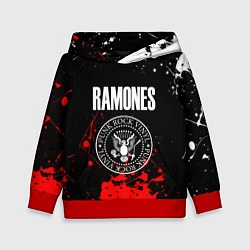 Толстовка-худи детская Ramones краски метал группа, цвет: 3D-красный