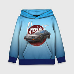 Толстовка-худи детская Американский маслкар Chevrolet Camaro третьего пок, цвет: 3D-синий