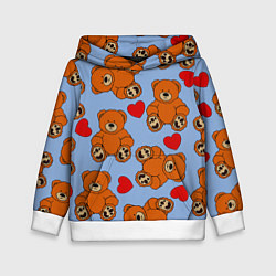 Детская толстовка Мишки и сердца на голубом фоне