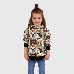 Толстовка-худи детская Кот Алёнка - поп арт, цвет: 3D-черный — фото 2