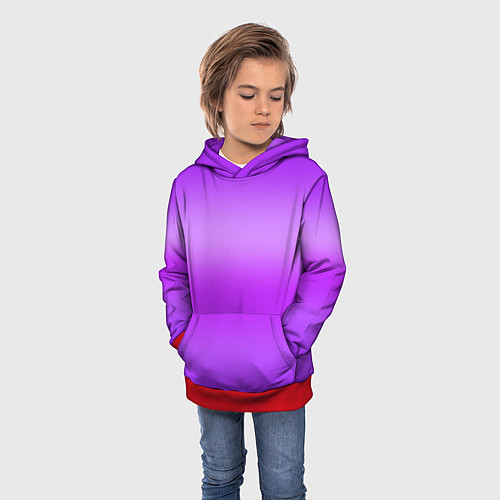 Детская толстовка Яркий сиреневый градиент / 3D-Красный – фото 3