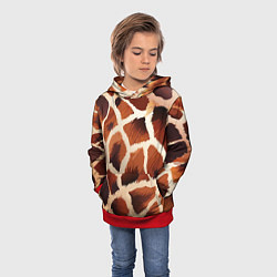 Толстовка-худи детская Пятнистый мех жирафа, цвет: 3D-красный — фото 2
