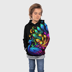 Толстовка-худи детская Neon peacock - art, цвет: 3D-меланж — фото 2