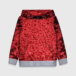 Толстовка-худи детская Светящиеся объемные сердечки, цвет: 3D-меланж