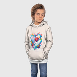 Толстовка-худи детская Пара сердец, цвет: 3D-белый — фото 2