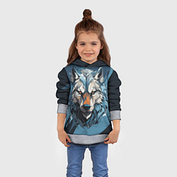 Толстовка-худи детская Красивый грозный волк, цвет: 3D-меланж — фото 2