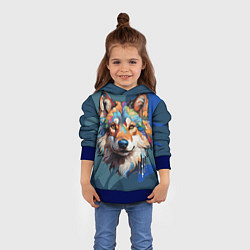Толстовка-худи детская Очень красивый волк, цвет: 3D-синий — фото 2