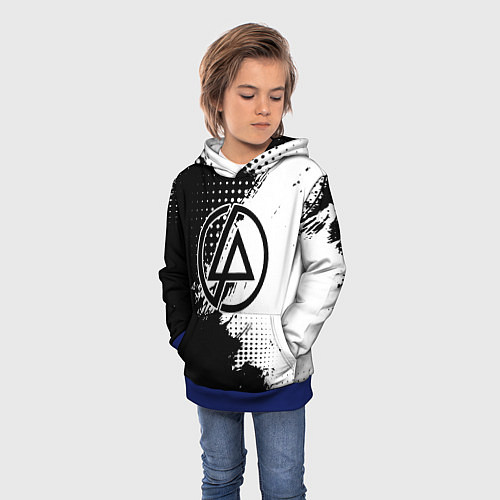 Детская толстовка Linkin park - черно-белая абстракция / 3D-Синий – фото 3