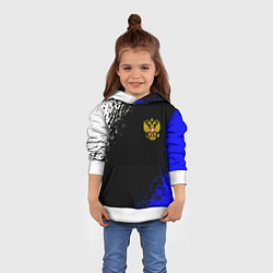 Толстовка-худи детская Герб РФ краски текстура, цвет: 3D-белый — фото 2