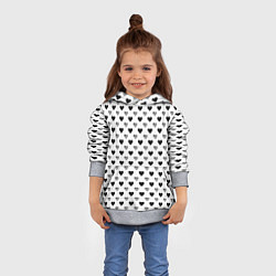 Толстовка-худи детская Черно-белые сердечки, цвет: 3D-меланж — фото 2