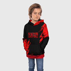 Толстовка-худи детская Perfectworld красные краски, цвет: 3D-красный — фото 2