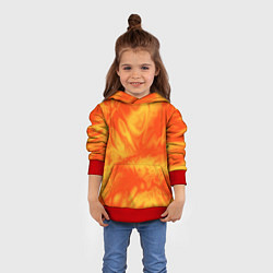 Толстовка-худи детская Солнечный огонь абстракция, цвет: 3D-красный — фото 2