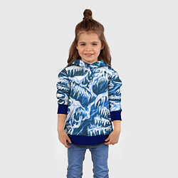 Толстовка-худи детская Белые клыки на синем фоне, цвет: 3D-синий — фото 2