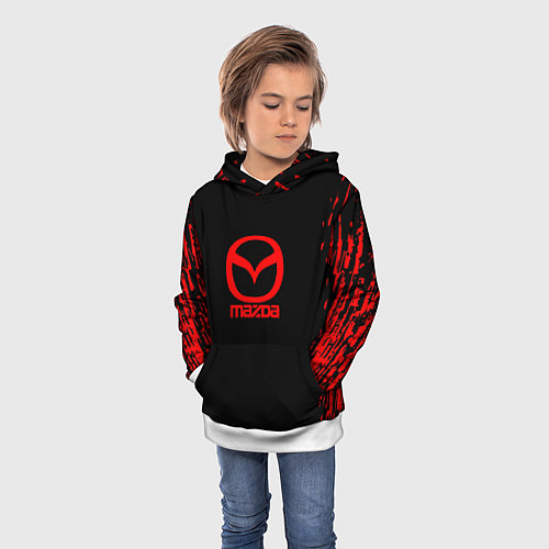 Детская толстовка Mazda краски красные штрихи / 3D-Белый – фото 3