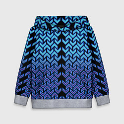 Толстовка-худи детская Синие стрелки на чёрном фоне киберпанк, цвет: 3D-меланж