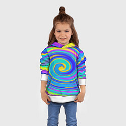 Толстовка-худи детская Цветной водоворот, цвет: 3D-белый — фото 2