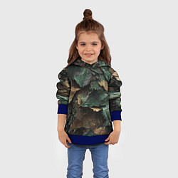 Толстовка-худи детская Реалистичный камуфляж из листьев, цвет: 3D-синий — фото 2